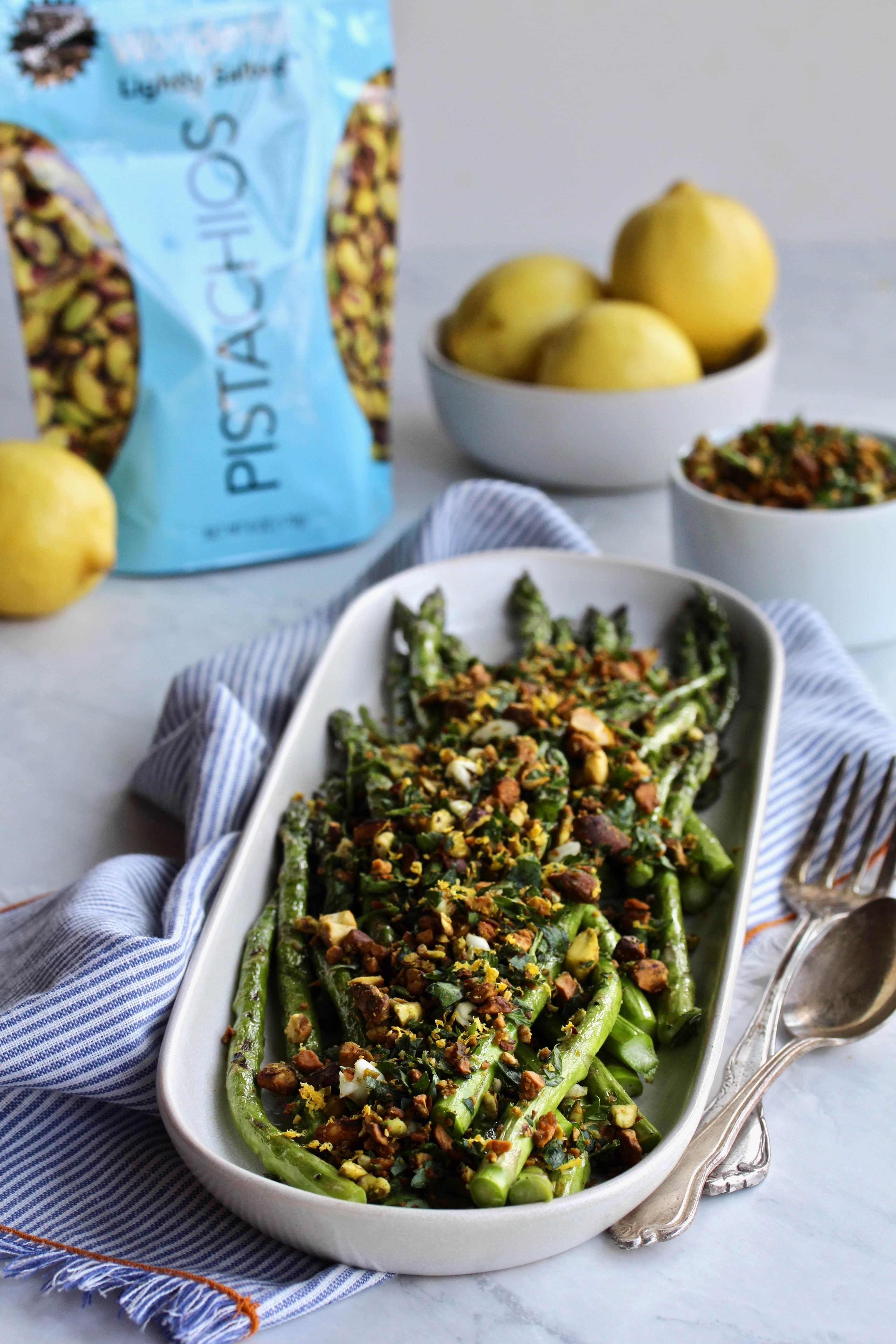 Links to Wonderful Pistachios Lemon Gremolata Over Grilled Asparagus recipe